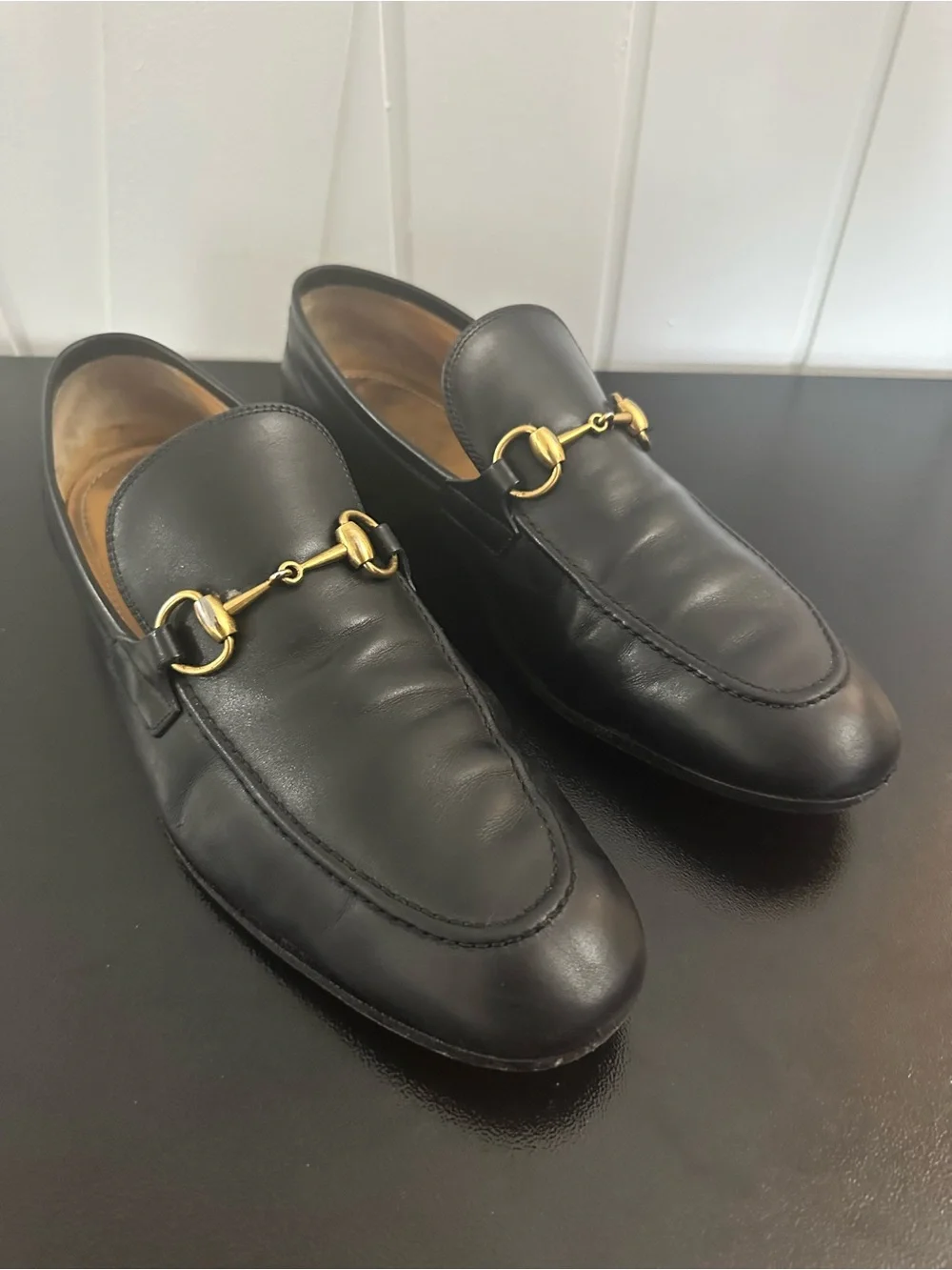 GUCCI Jordaan Horsebit Black LeatherLoafers 10 US $1090